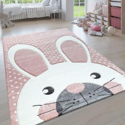 Paco Home - Tapis Enfant Moderne Pastel Chambre Animaux 3D 133 cm carré, Pink 4