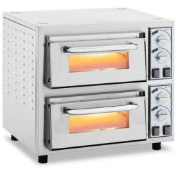 Four à pizza électrique 2 chambres 4400 w ø 35 cm minuterie 30 min - Argent