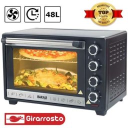 Bakaji - Four électrique ventilé 48 litres 2000W Lumière interne Minuterie Tournebroche