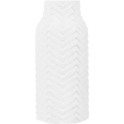 Vase Décoratif de Forme Cylindrique Bouteille fabriqué en Grès Blanc Motif à Chevron 32 cm de