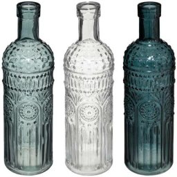 Set de 3 bouteilles Folk - verre Atmosphera créateur d'intérieur - Bleu
