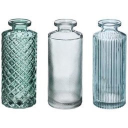 Set de 3 soliflores en verre striés vert Atmosphera créateur d'intérieur - Vert