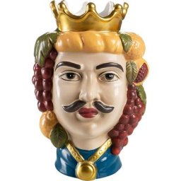 Baroni Home - Têtes de Maure en porcelaine style sicilien avec couronne. Vase pour les plantes du