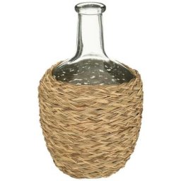Bouteille Verre Tresse Nature Cuba h 31 Atmosphera créateur d'intérieur - Multicolore