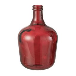 Vase dame jeanne en verre rouge 26x26x42 cm - Rouge