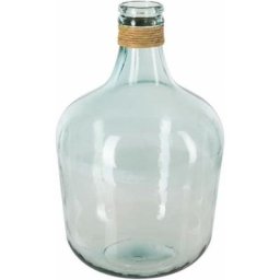 Vase dame Jeanne en verre recyclé et rafia - Transparent - d 27,5 x h 42,3 cm - Collection été