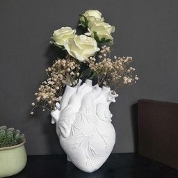 Pot de fleur en résine en forme de coeur Décoration de table blanche Décoration de la maison Vase