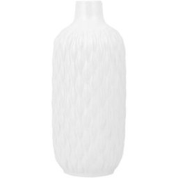 Vase Décoratif de Forme Cylindrique Bouteille fabriqué en Grès Blanc de 31 cm de Hauteur au Style