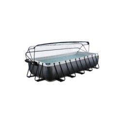 Piscine exit Black Leather 540x250x100cm avec pompe filtrante à sable et dôme - noir