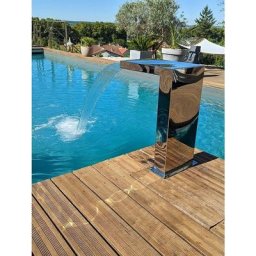 Zenlys - Cascade Inox 316 Fontaine Piscine Bassin Modèle Demi Cube Hauteur 70cm