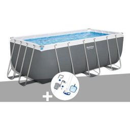 Bestway - Kit piscine tubulaire Power Steel rectangulaire 4,12 x 2,01 x 1,22 m + Kit d'entretien