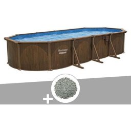 Bestway - Kit piscine acier Hydrium effet bois ovale 7,30 x 3,60 x 1,30 m + 10 kg de zéolite