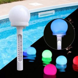 Thermomètre Piscine Flottant, Thermomètre Bassin à Énergie Solaire avec Lumière led Changement de