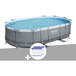 Bestway - Kit piscine tubulaire Power Steel ovale 4,88 x 3,05 x1,07 m + 6 cartouches de filtration