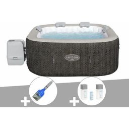 Bestway - Kit spa gonflable Lay-Z-Spa Cabo carré Hydrojet 4/6 places + Aspirateur à batterie + Kit