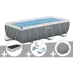 Bestway - Kit piscine tubulaire Power Steel rectangulaire 4,04 x 2,01 x 1,00 m + Bâche de