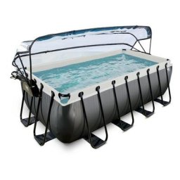 Piscine couverte exit Black Leather 400x200x122cm avec pompe filtrante à sable et à chaleur - noir