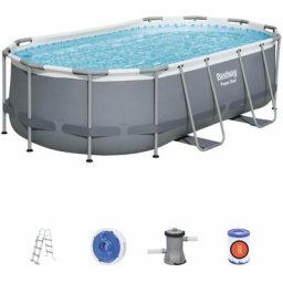 Bestway - Kit piscine complet – Spinelle grise – piscine ovale tubulaire pompe de filtration et kit