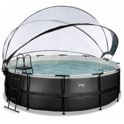 Piscine exit Black Leather ø450x122cm avec pompe filtrante à sable et dôme - noir - Noir
