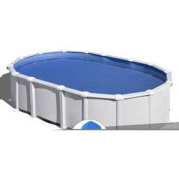 Kit piscine acier blanc GRÉ Haïti ovale 10,20 x 5,75 x 1,32 m + Bâche à bulles - Blanc