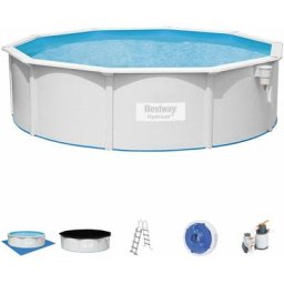 Bestway - Piscine en acier hors sol hydrium Torrens . ronde blanche avec filtre à sable. tapis de