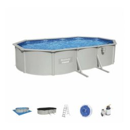 Kit piscine acier Bestway HYDRIUM Grise ovale 610x360x120 cm filtration à sable échelle tapis
