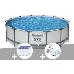 Bestway - Kit piscine tubulaire Steel Pro Max ronde 4,27 x 1,07 m + 6 cartouches de filtration +
