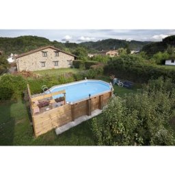GRÉ - Piscine bois safran 2 + deck - 6,20m x 3,95m x h: 1,36m