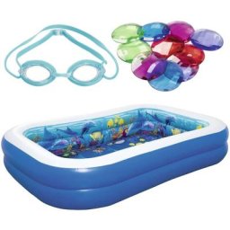 Bestway - Piscine gonflable rectangulaire Marine Adventure 3D avec sourcils et pierres précieuses