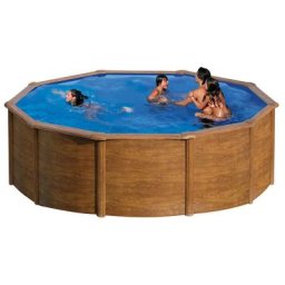 Piscine ronde acier GRÉ Sicilia imitation bois - ø 4,60 x 1,20 m
