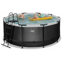 Piscine exit Black Leather ø360x122cm avec pompe filtrante à sable - noir - Noir