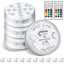 4pcs lumières led sous-marines, éclairage de piscine étanche avec télécommande