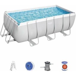 Bestway - Piscine tubulaire hors sol Vostok gris foncé rectangulaire 4x2m avec pompe, filtre à