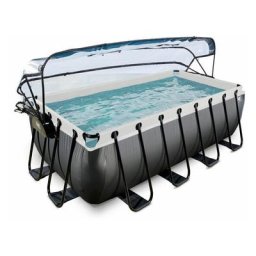 Piscine couverte exit Black Leather 400x200x122cm avec pompe filtrante à sable - noir