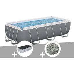 Bestway - Kit piscine tubulaire Power Steel rectangulaire 4,04 x 2,01 x 1,00 m + Bâche de