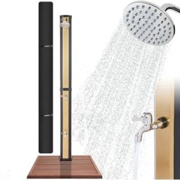 Douche Solaire 35 l avec douchette & thermomètre température de l'eau jusqu'à 60°C pommeau de