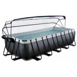 Piscine exit Black Leather 540x250x122cm avec pompe filtrante à sable et dôme - noir - Noir