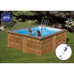 Piscine bois carra 3,05m x 3,05m x h: 1,19m - Aspirateur électrique à batterie offert