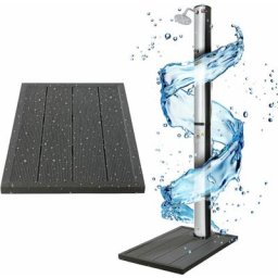 Douche Solaire 40 l et élément de Sol incl. Capot de Protection avec thermomètre intégré jusqu'à 60