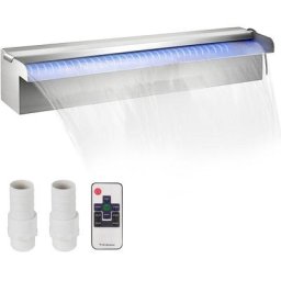 Fontaine de piscine à cascade décorative en acier inoxydable de 17,7 'x 4,5' x 3,1 'avec bande