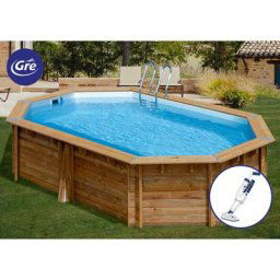 Piscine bois grenade 2 4,36m x 3,36m x h: 1,17m - Aspirateur électrique à batterie offert