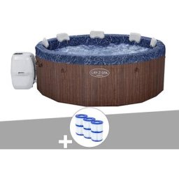 Bestway - Kit spa gonflable Lay-Z-Spa Toronto rond Airjet Plus 5/7 places + 6 filtres - Marron