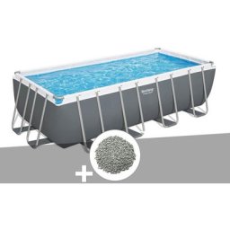 Kit piscine tubulaire Bestway Power Steel rectangulaire 4,88 x 2,44 x 1,22 m + 10 kg de zéolite