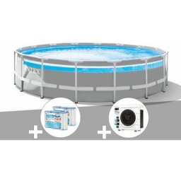 Intex - Kit piscine tubulaire Prism Frame Clear Window ronde 4,88 x 1,22 m + 6 cartouches de