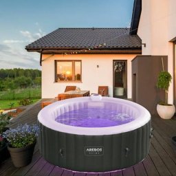 Arebos - Spa Gonflable avec éclairage led pour l'intérieur et l'extérieur 4 Personnes ⌀ 180 cm 130