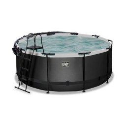 Piscine couverte exit Black Leather ø360x122cm avec pompe filtrante à sable et à chaleur - noir