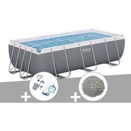 Bestway - Kit piscine tubulaire Power Steel rectangulaire 4,04 x 2,01 x 1,00 m + Kit d'entretien +