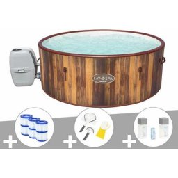 Bestway - Kit spa gonflable Lay-Z-Spa Helsinki rond Airjet 5/7 places + 6 filtres + Kit de