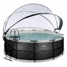 Piscine couverte exit Black Leather ø427x122cm avec pompe filtrante à sable - noir