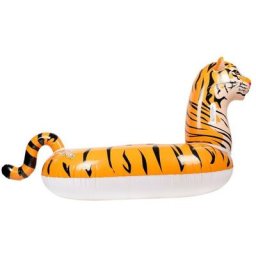 Bouée Gonflable xxl Chevauchable, Piscine & Plage, Flotteur Deluxe - Tigre - 150x105x100cm - Orange